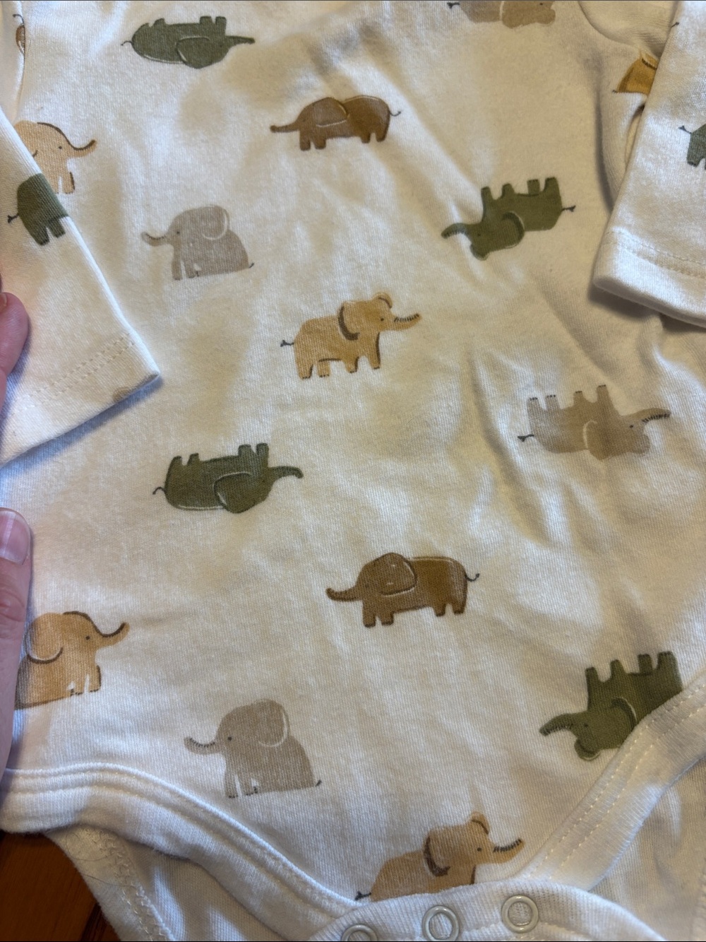 Rabbit & Bear Org Neutral Elephant & Checkered One-Piece Bodysuits - Pack of 2 - Picture 4 of 10